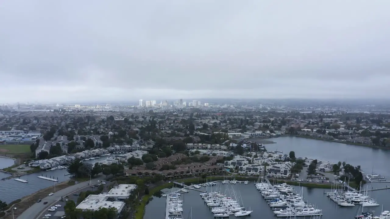 City and cloudy skies on an overcast day in the business sector