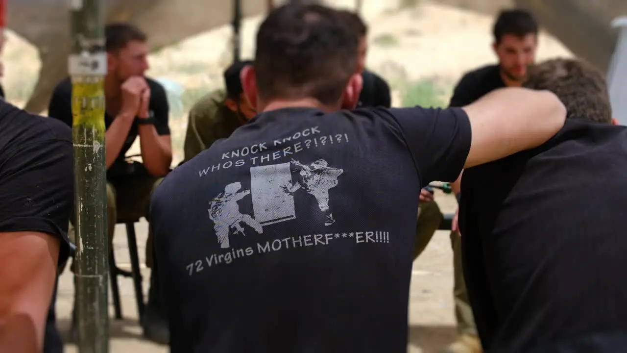 Soldier in training wears anti-terrorist shirt