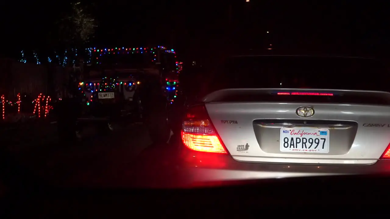 driving down holiday lights street