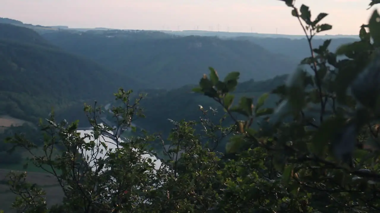 Calm shot of distant landscapes on a summer day during sunset