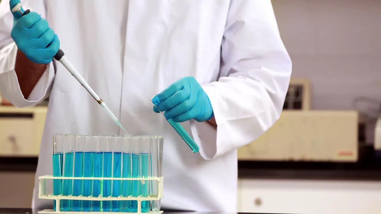 Scientist conducting a chemical experiment