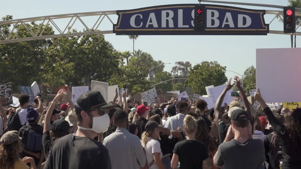 Large Group of Protesters in Carlsbad CA March in Support of Black Lives Matter