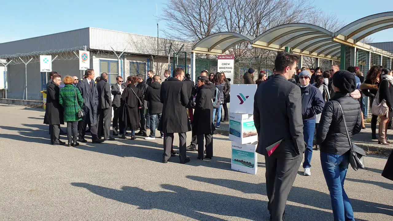 Workers gather to manifest for airline dismissals of Airitaly