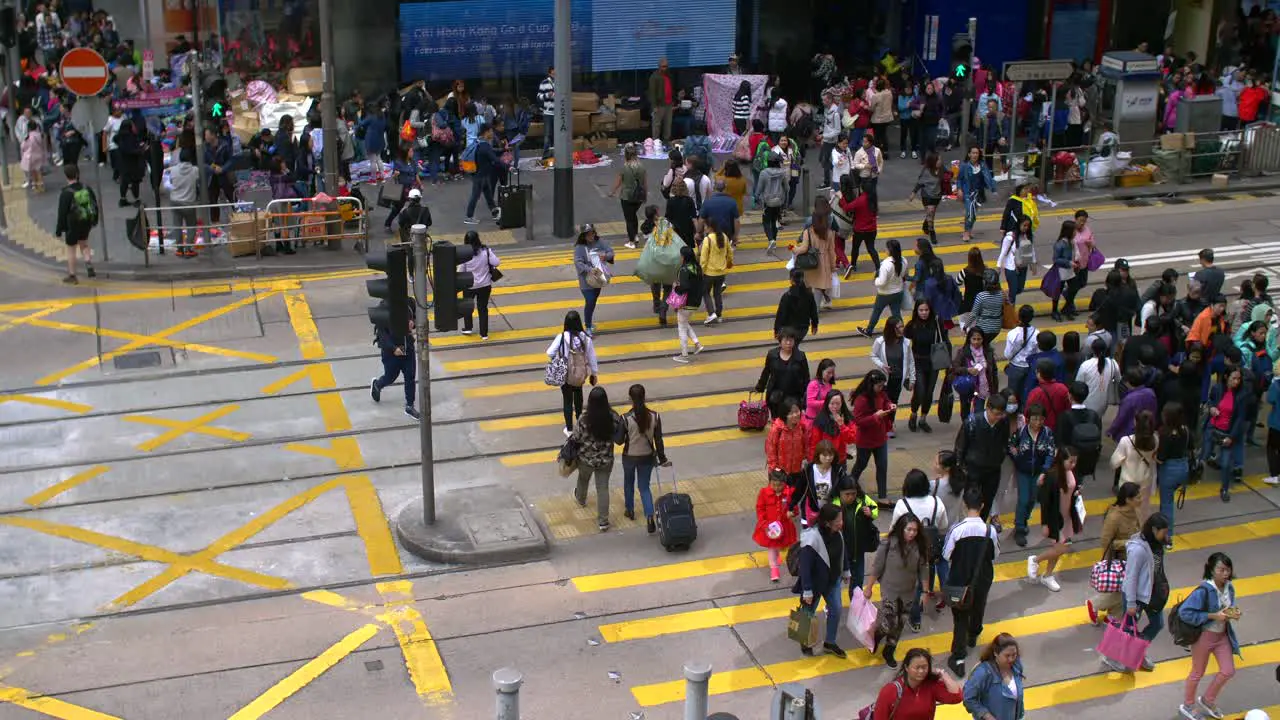 Busy Crosswalk in Hong Kong