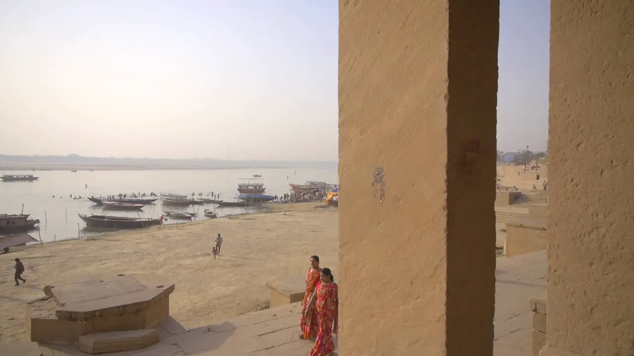 Indian Woman Walking Along Ganges