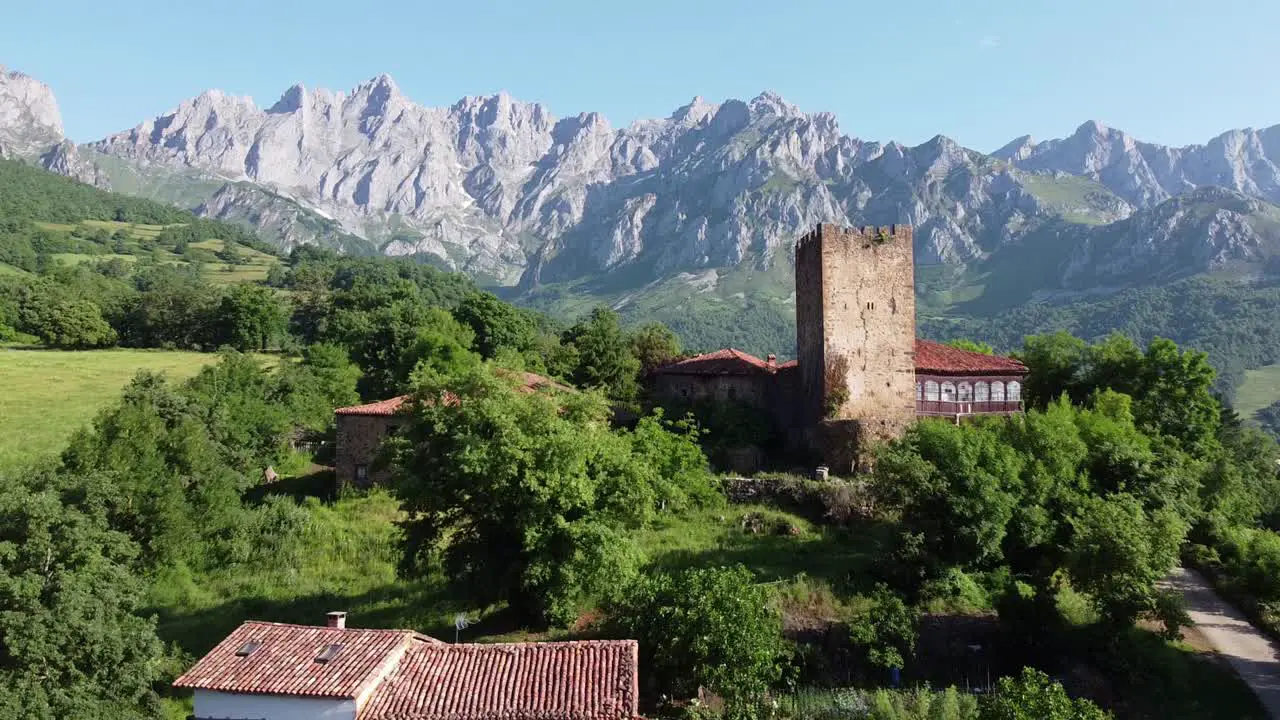 National Park Picos de Europa Asturias and Cantabria Spain Aerial Drone View of the Hiking Trail from Mogrovejo to the Peaks of the High Mountains