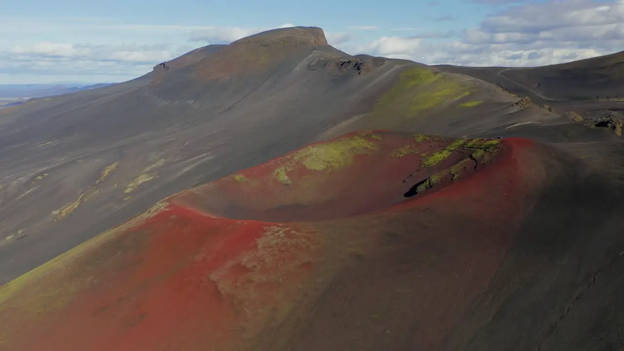 Colorful mountain craters of Raudaskal Iceland -aerial