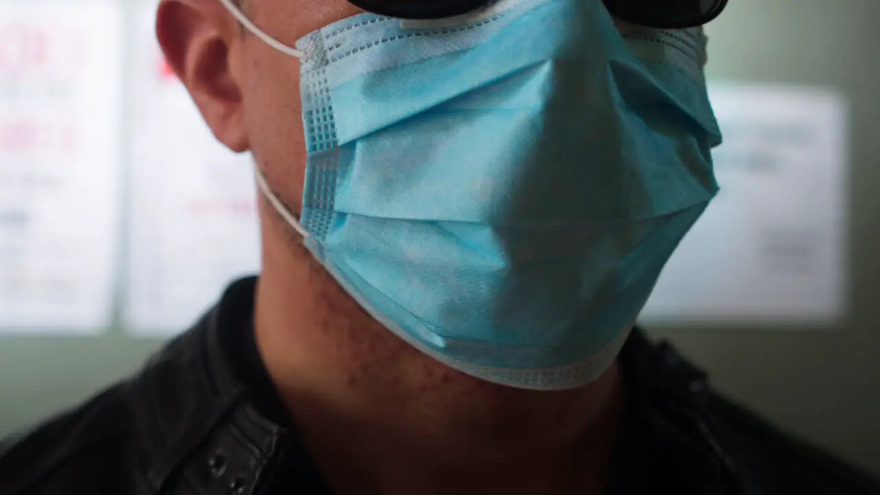 Man wearing a covid-19 type of surgical mask