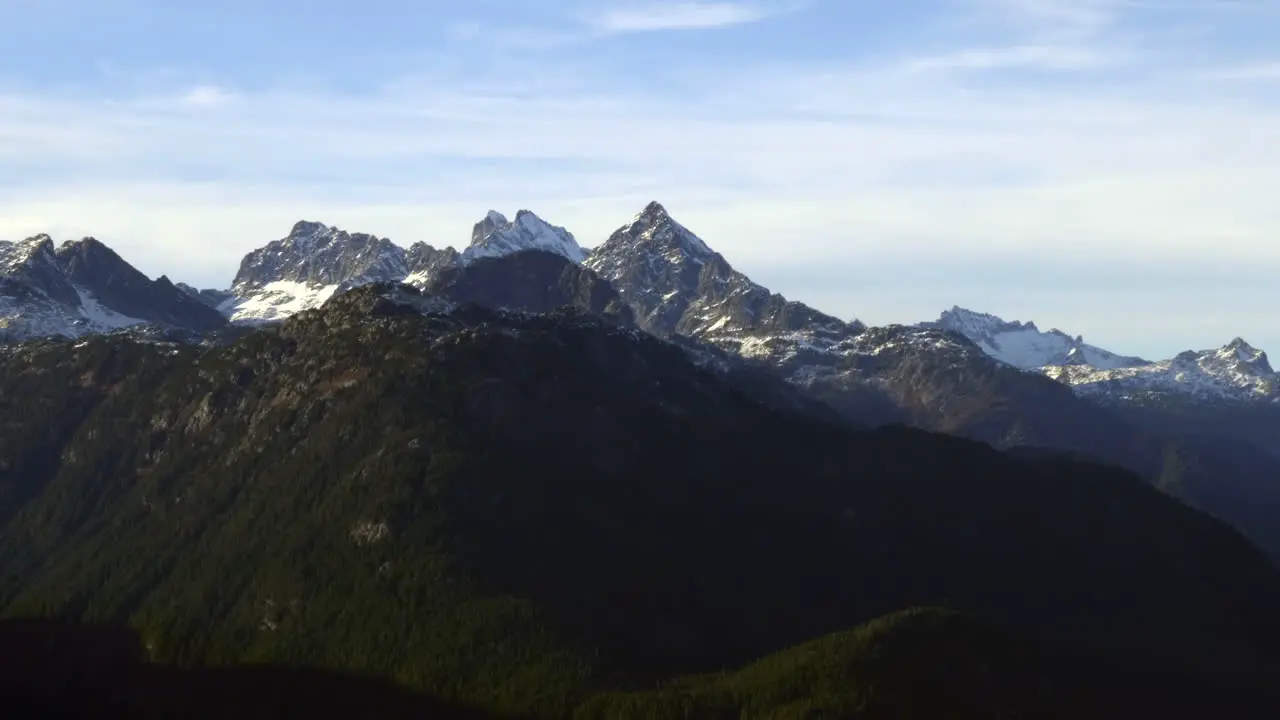 Beautiful green and white mountains of Canada -aerial