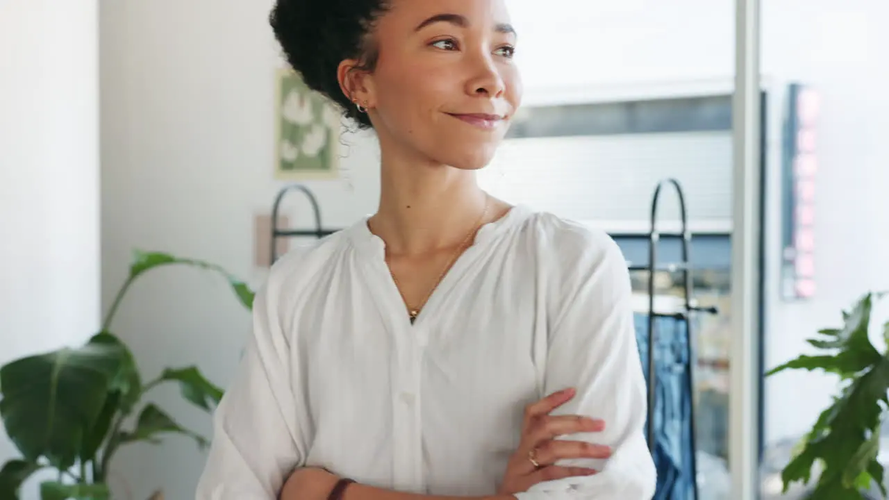 Face fashion and designer woman with arms crossed