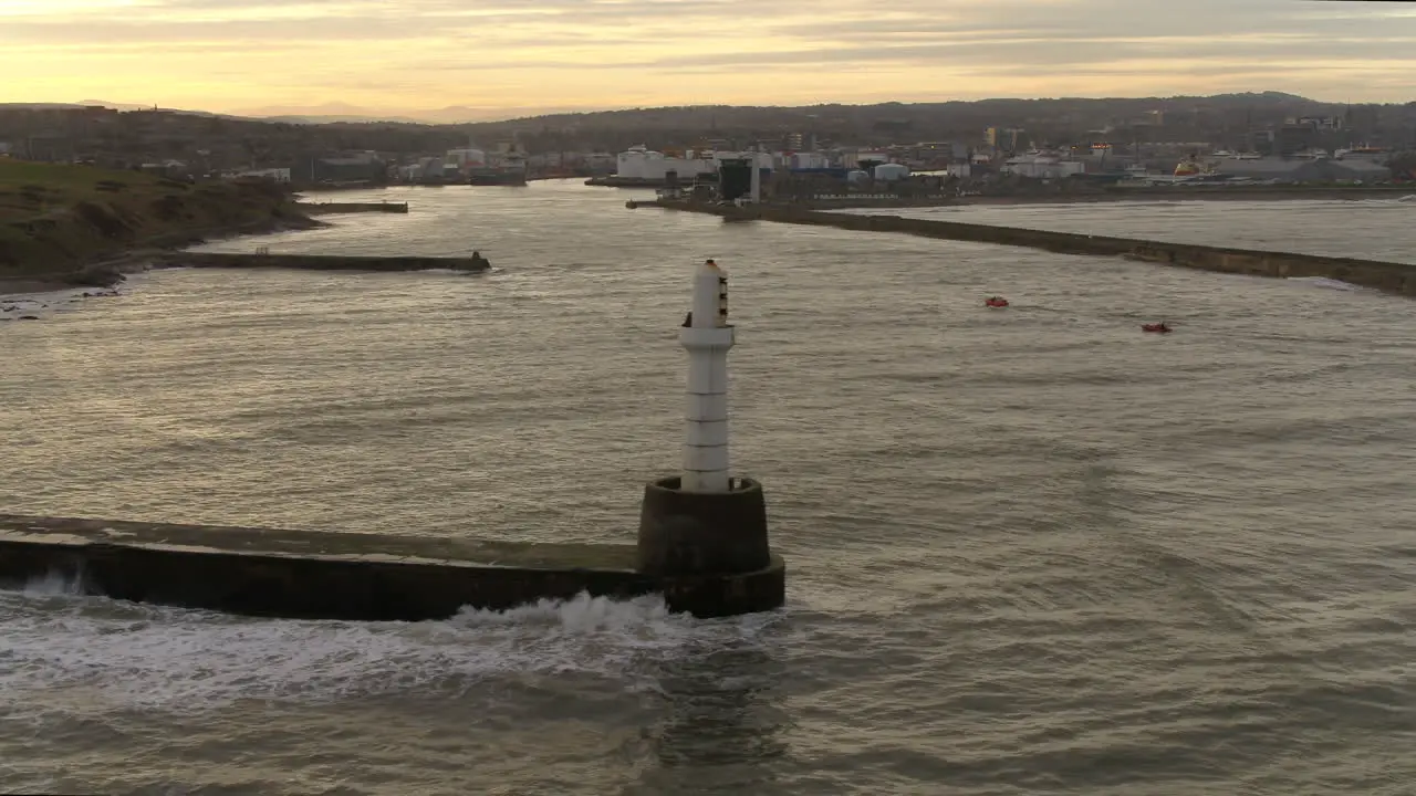 Aerial view of Aberdeen harbour Aberdeenshire Scotland