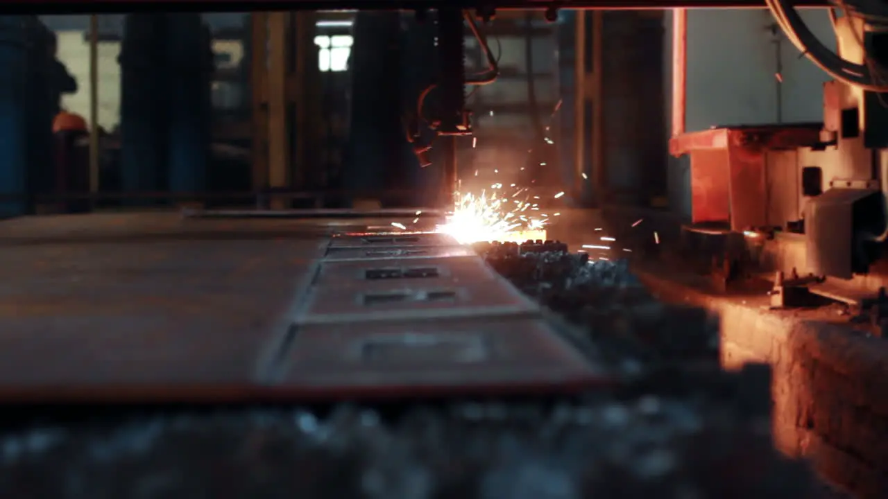 Plasma cutting machine during operation on metal sheet