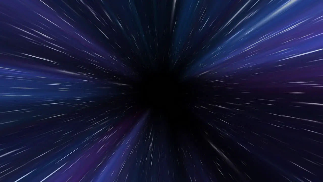 A fly by in space tunnel with various colorful clouds flying by depicting warp speed or space travel