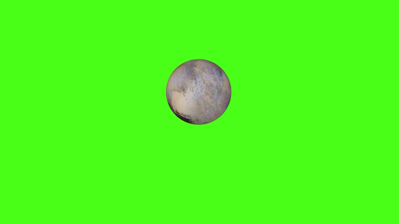 Green Screen of Dwarf Planet Pluto with Meteor Impacts 3D CGI Animation