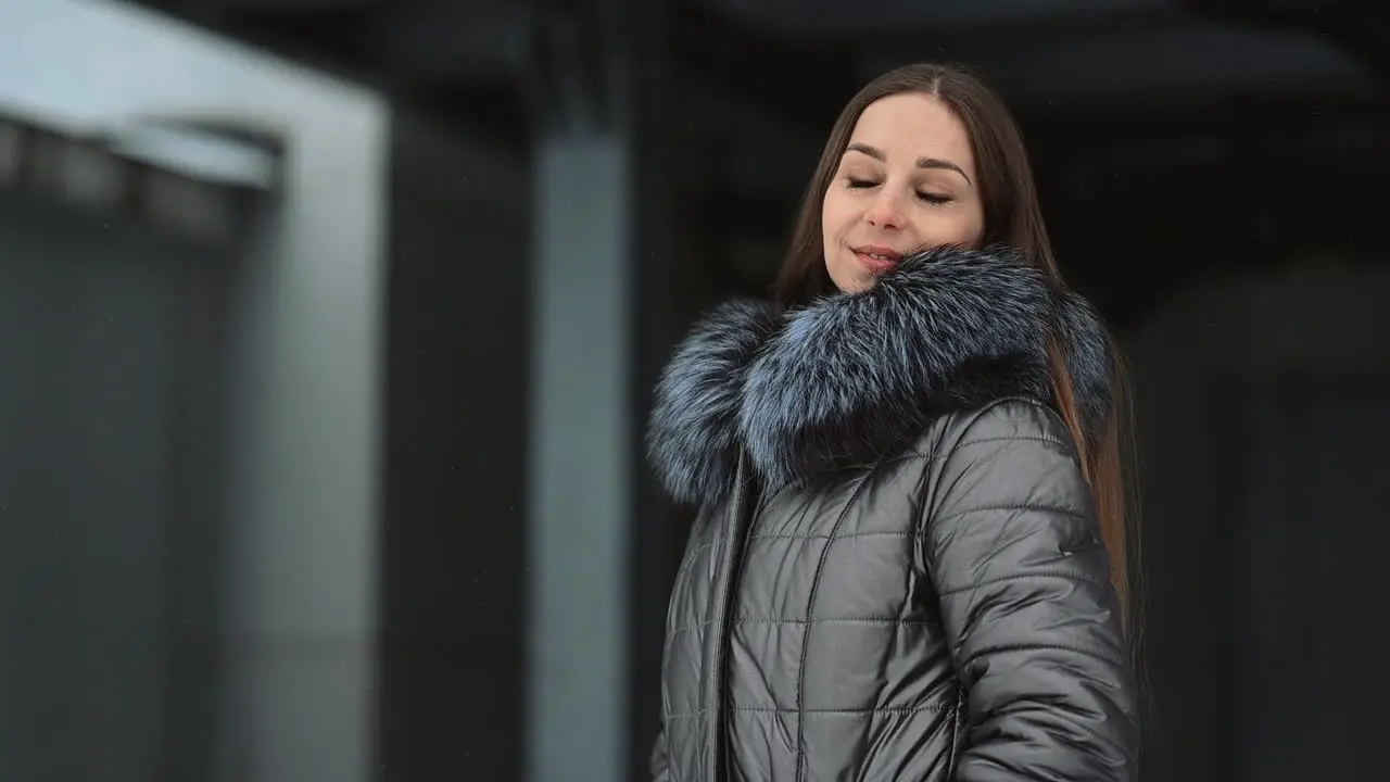 Woman In Winter Clothes Outdoor