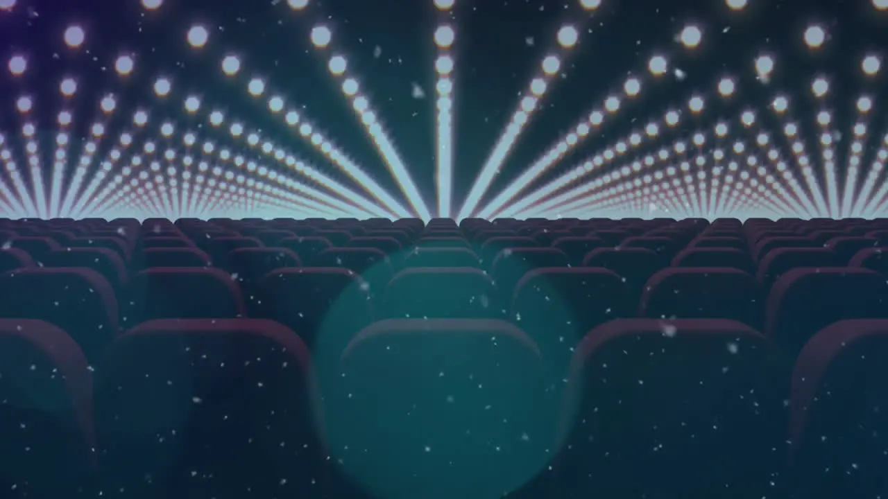 Animation of light spots and snow falling over seats