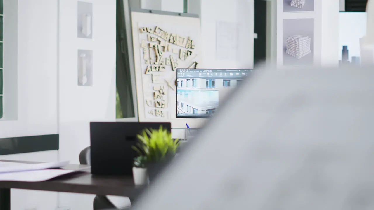 Empty architectural office filled with manufacturing tools