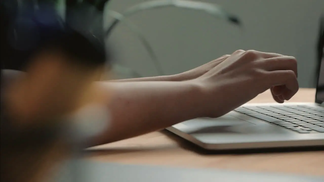 Female Hands Using A Laptop Typing With The Keyboard