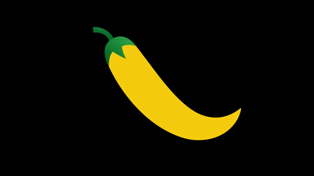 a yellow chili pepper icon concept loop animation video with alpha channel