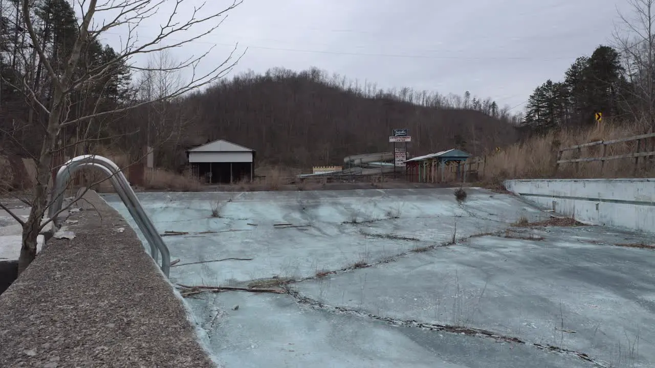 Slider Footage of an Abandoned Overgrown Pool at the Former Fugates Entertainment Center in Eastern Kentucky