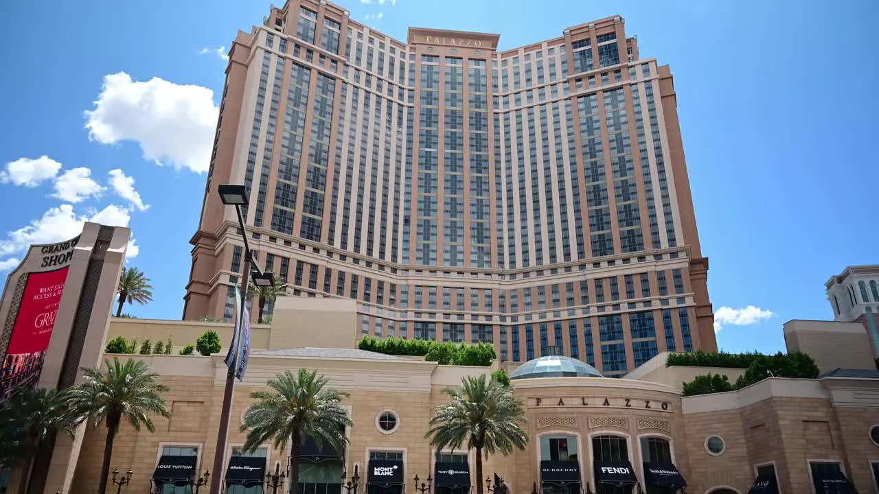 Tilt shot of the Palazzo Resort on the Las Vegas Strip