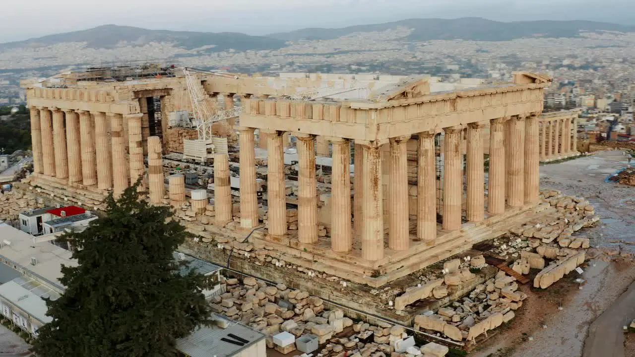 Drone Revolves Around The Acropolis Of Athens Aerial Shot