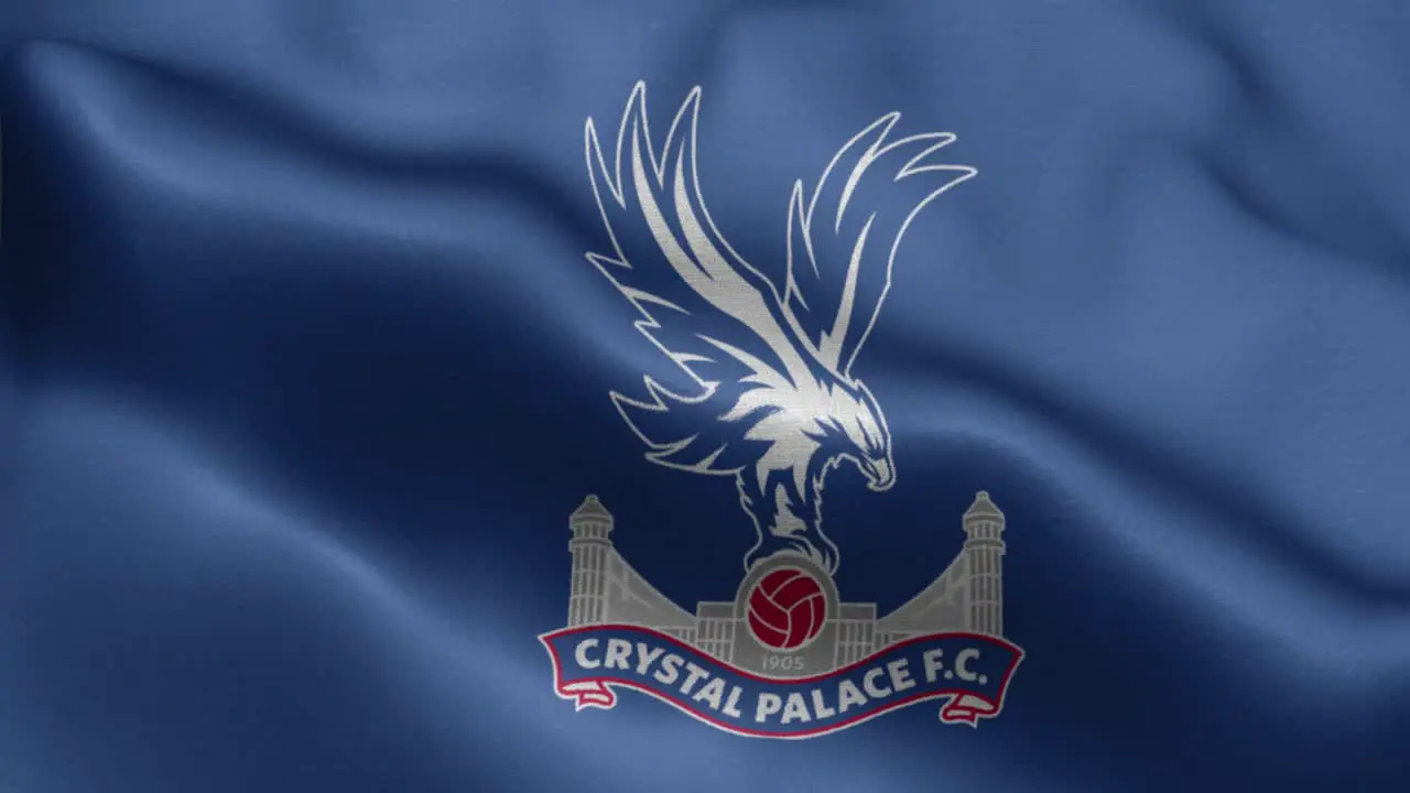 4k animated loop of a waving flag of the Premier League football-soccer Crystal Palace team in the UK