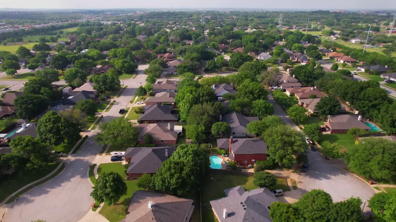 Aerial footage of a neighborhood in Keller Texas south of the KYA fields