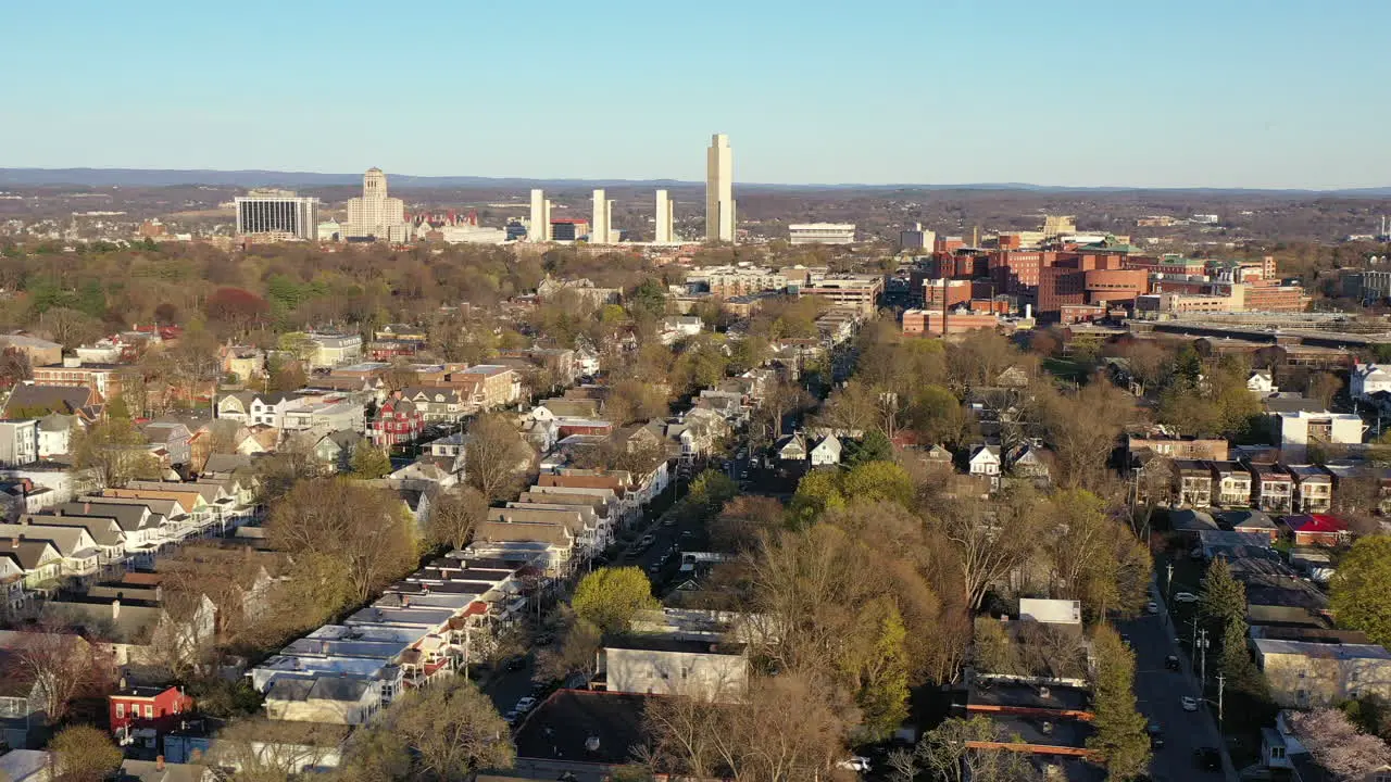 View of uptown Albany NY with the albany Skyline in the background