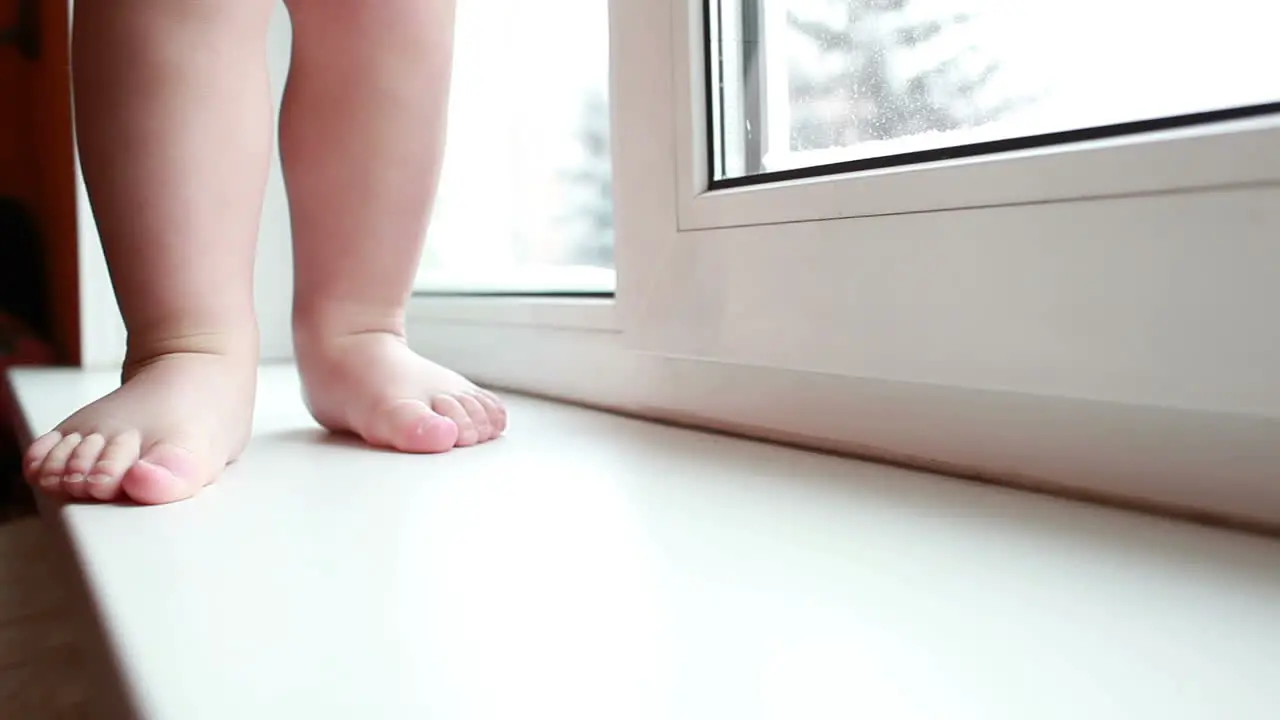 Baby legs First steps Slow motion