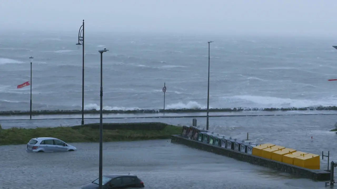 Galway Bay storm leads to car damage on Salthill promenade