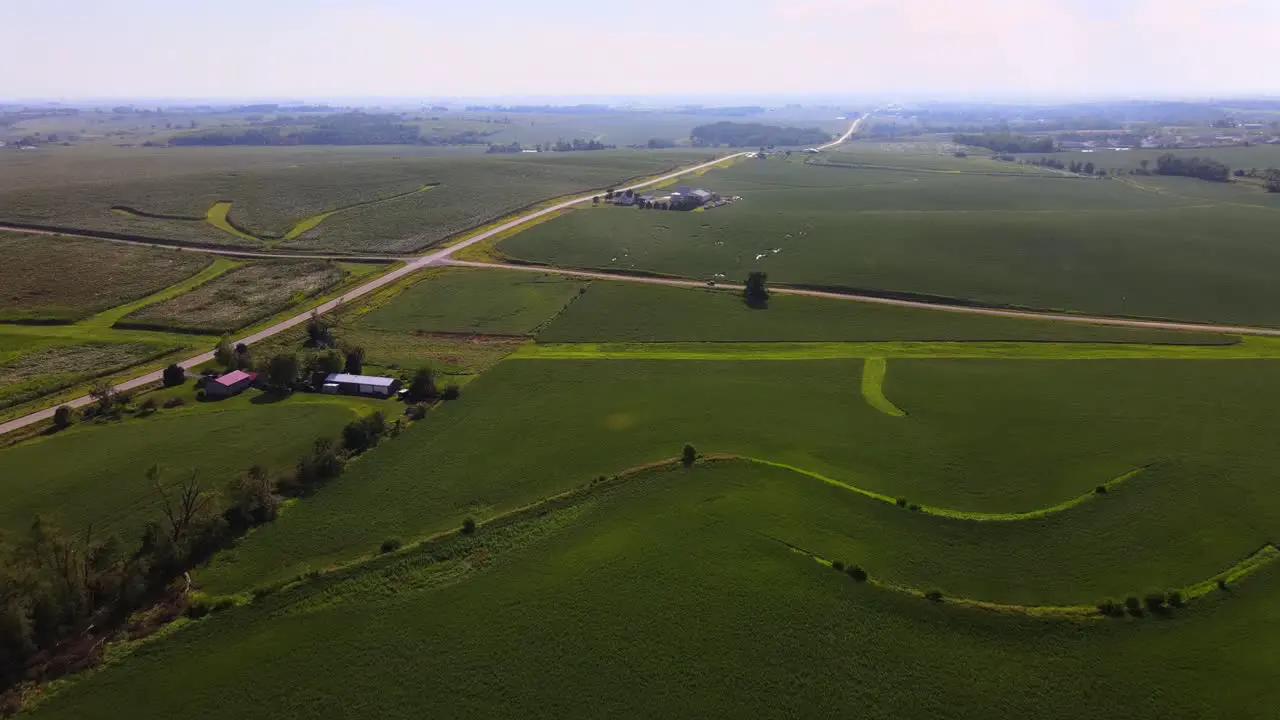 Aerial Drone Footage Midwest Farm Country Iowa