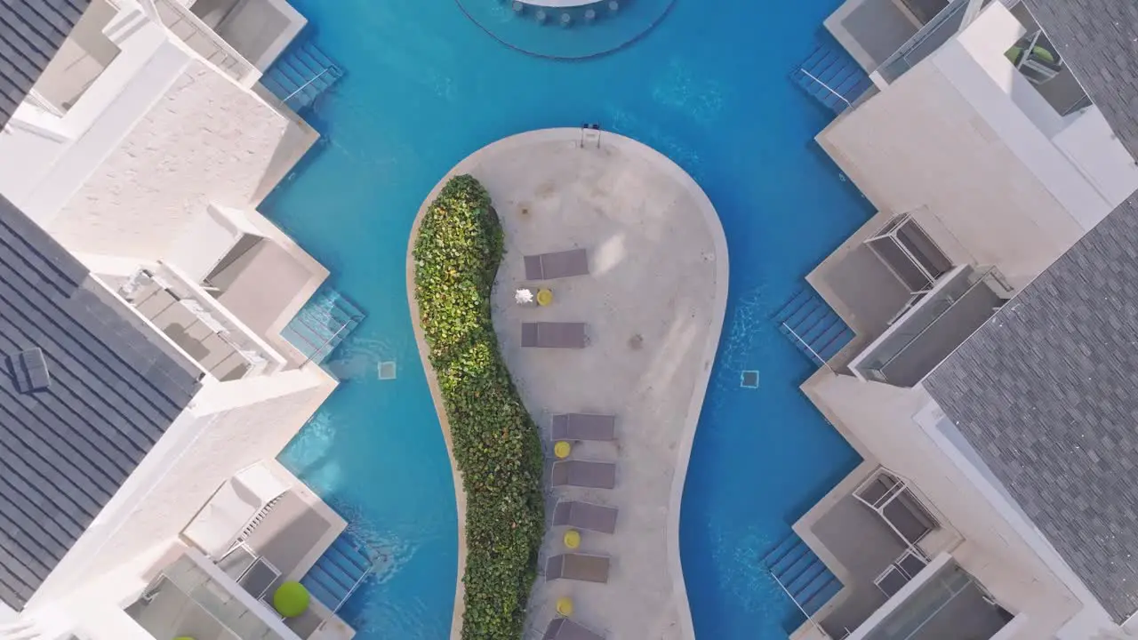 Aerial top shot of Nickelodeon resort in Punta Cana Dominican Republic