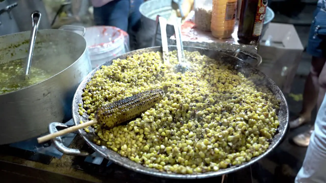 Yummy corn being cooked in a grill