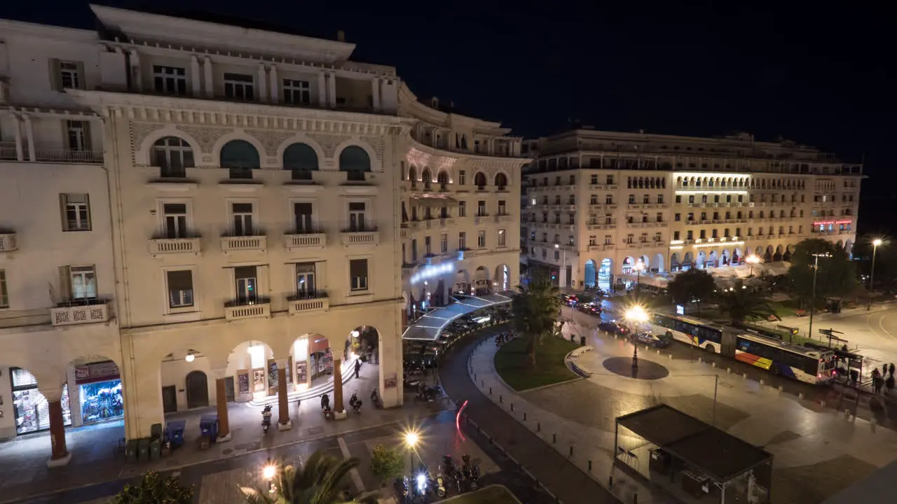 Timelapse in Thessaloniki Greece seen evening city with architectural buildings and area