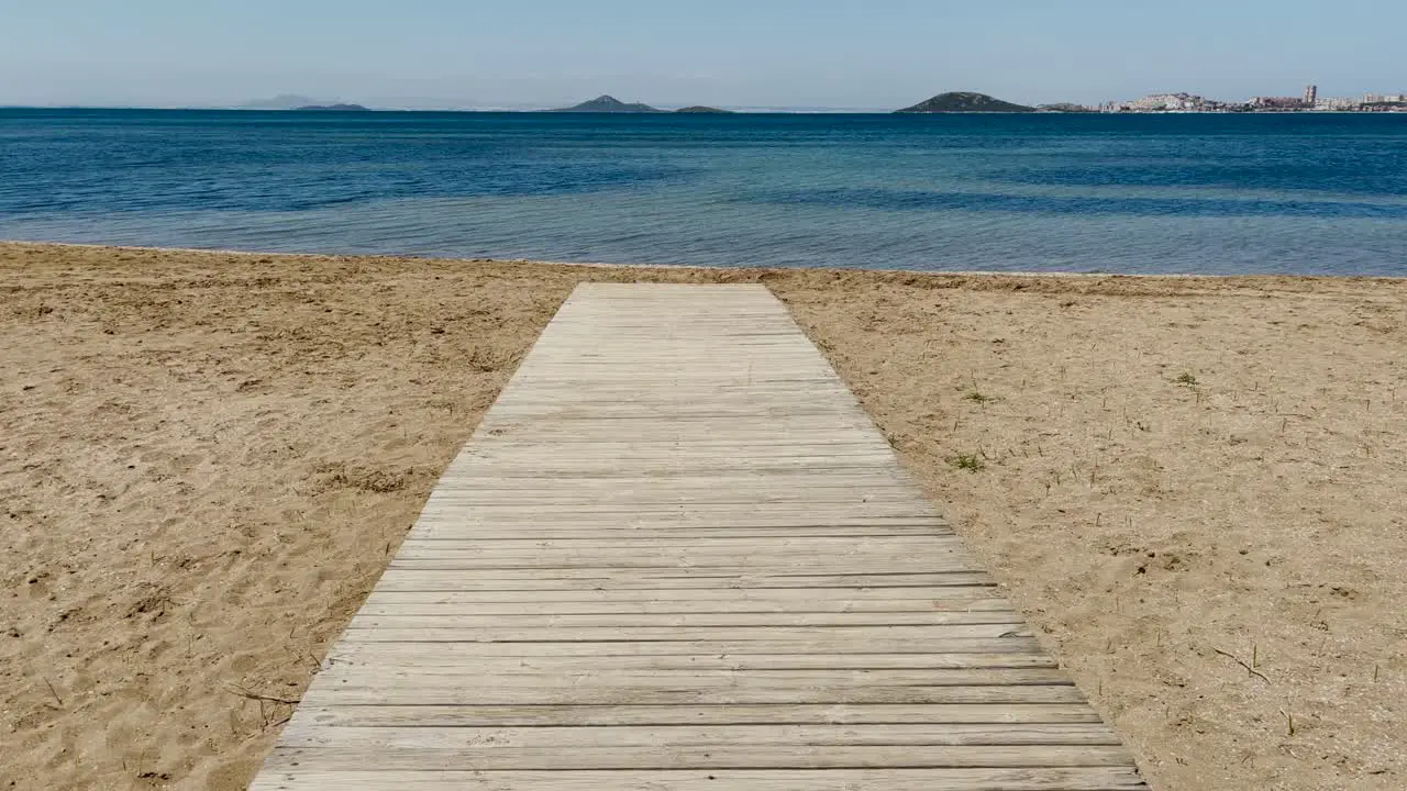 La Manga del Mar Menor in Murcia Spain Mediterranean Sea beach calm waters without people passing transparent waters sunny day