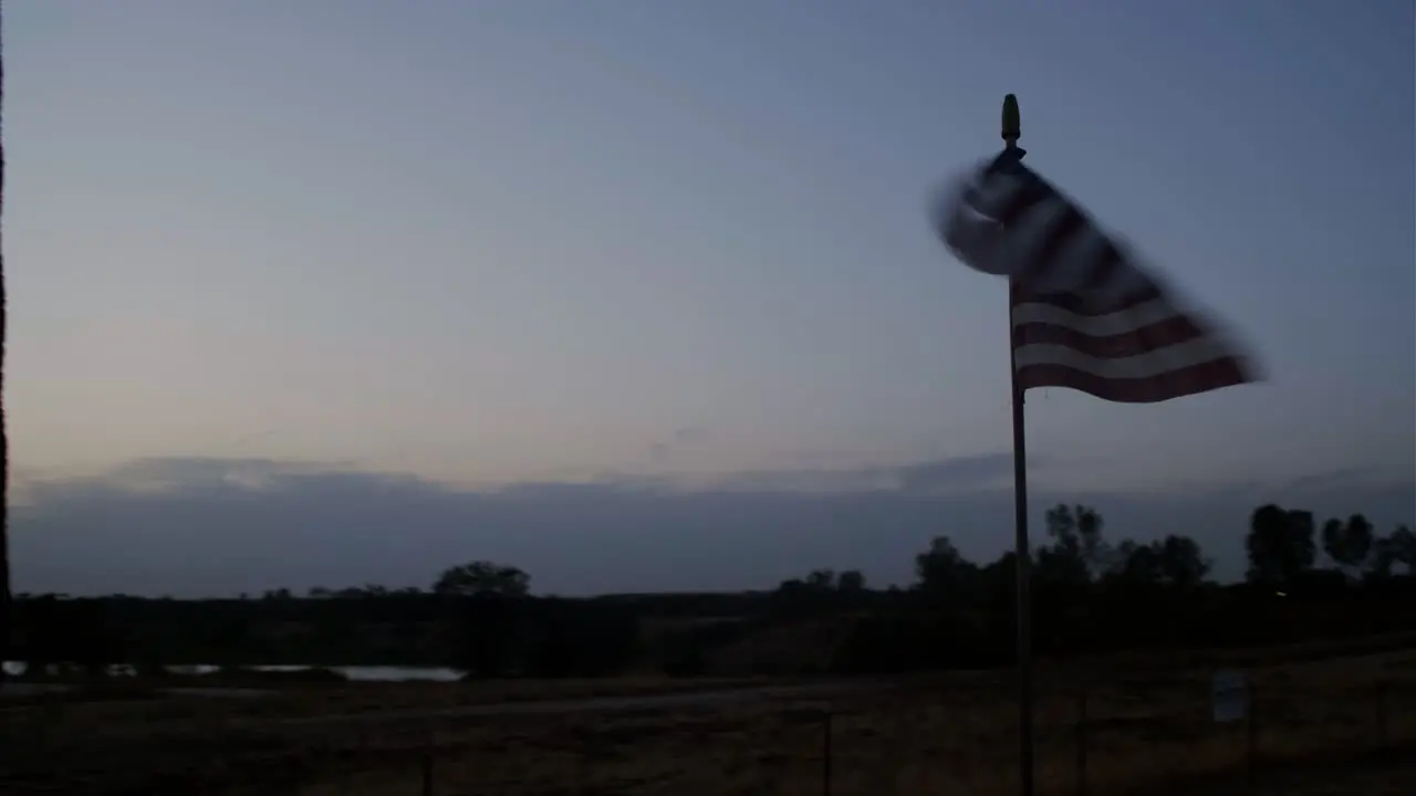 Sunset in a farm display with old american flag pan and hero shoot-5