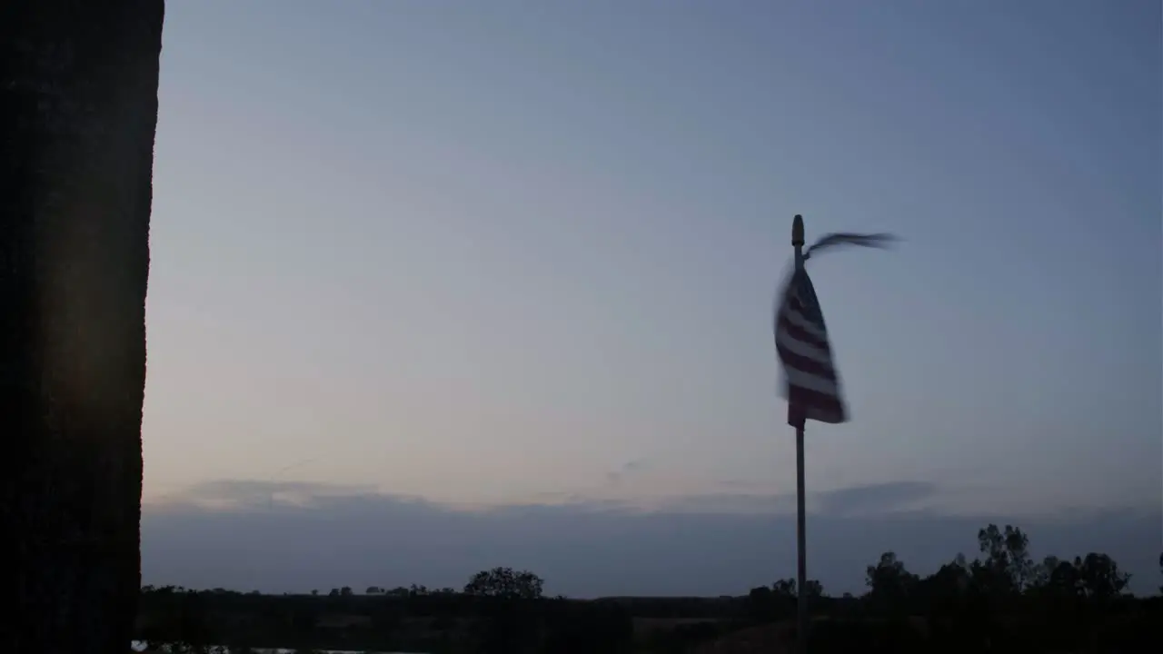 Sunset in a farm display with old american flag pan and hero shoot-1