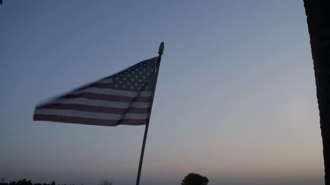 Sunset in a farm display with old american flag pan and hero shoot-3