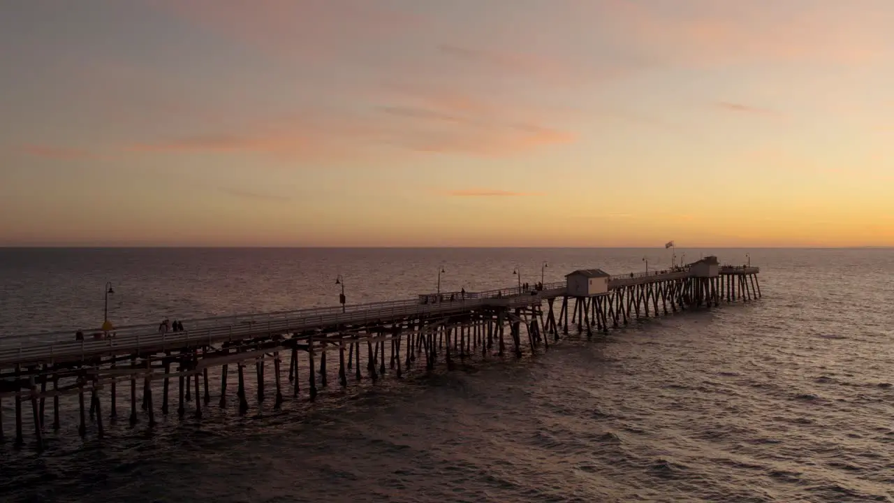 San Clemente Pier during Beautiful Orange County Sunset Aerial