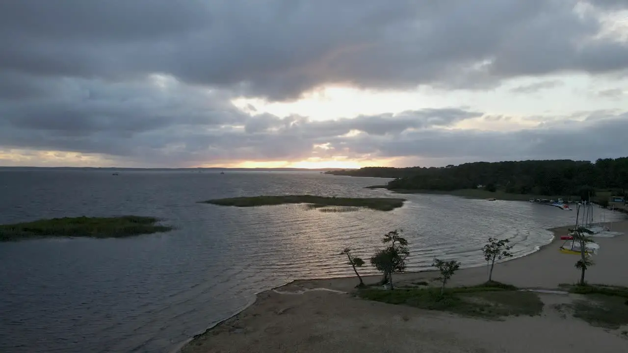 Drone footage of sunset on the beach in south west of France