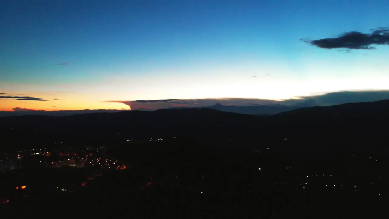 Aerial shot dusk getting dark in Colombia