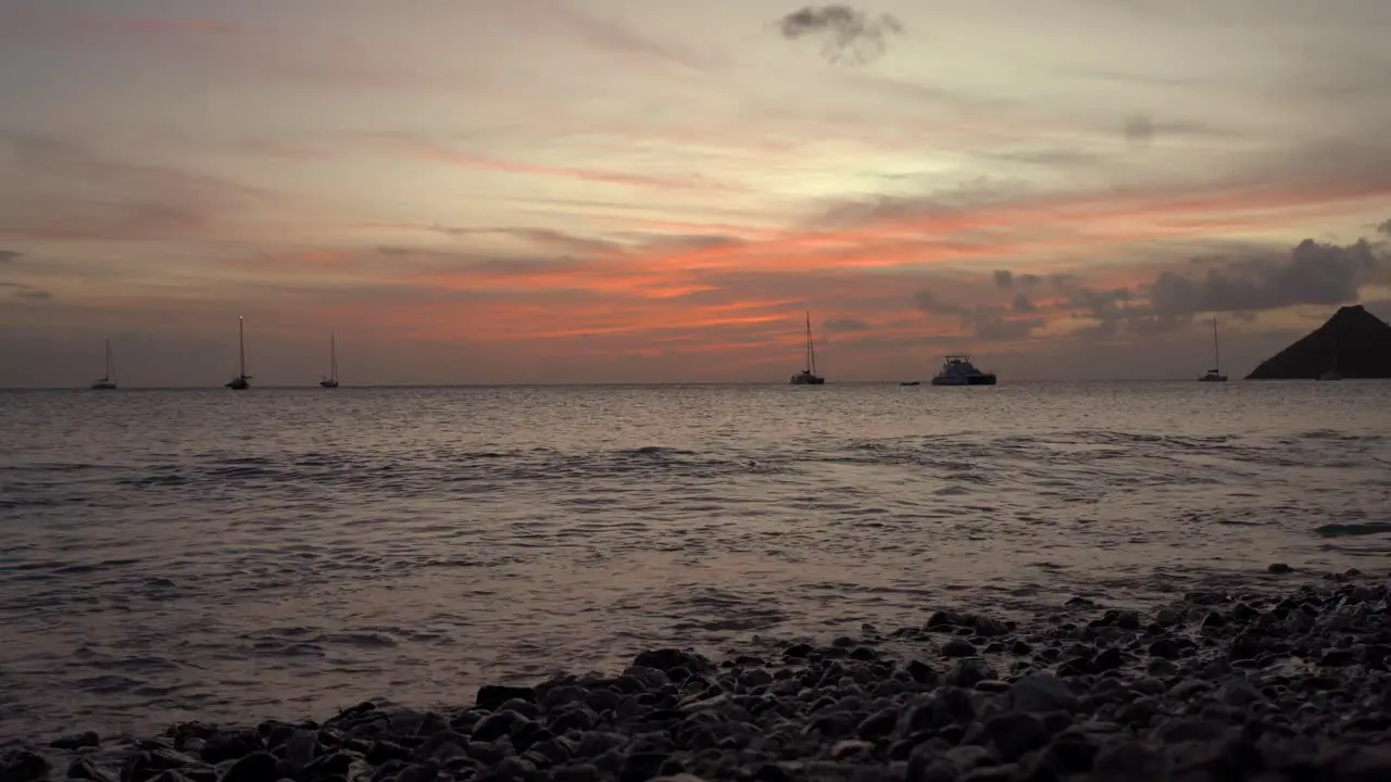 Slow sunset on the beach in the Caribbean