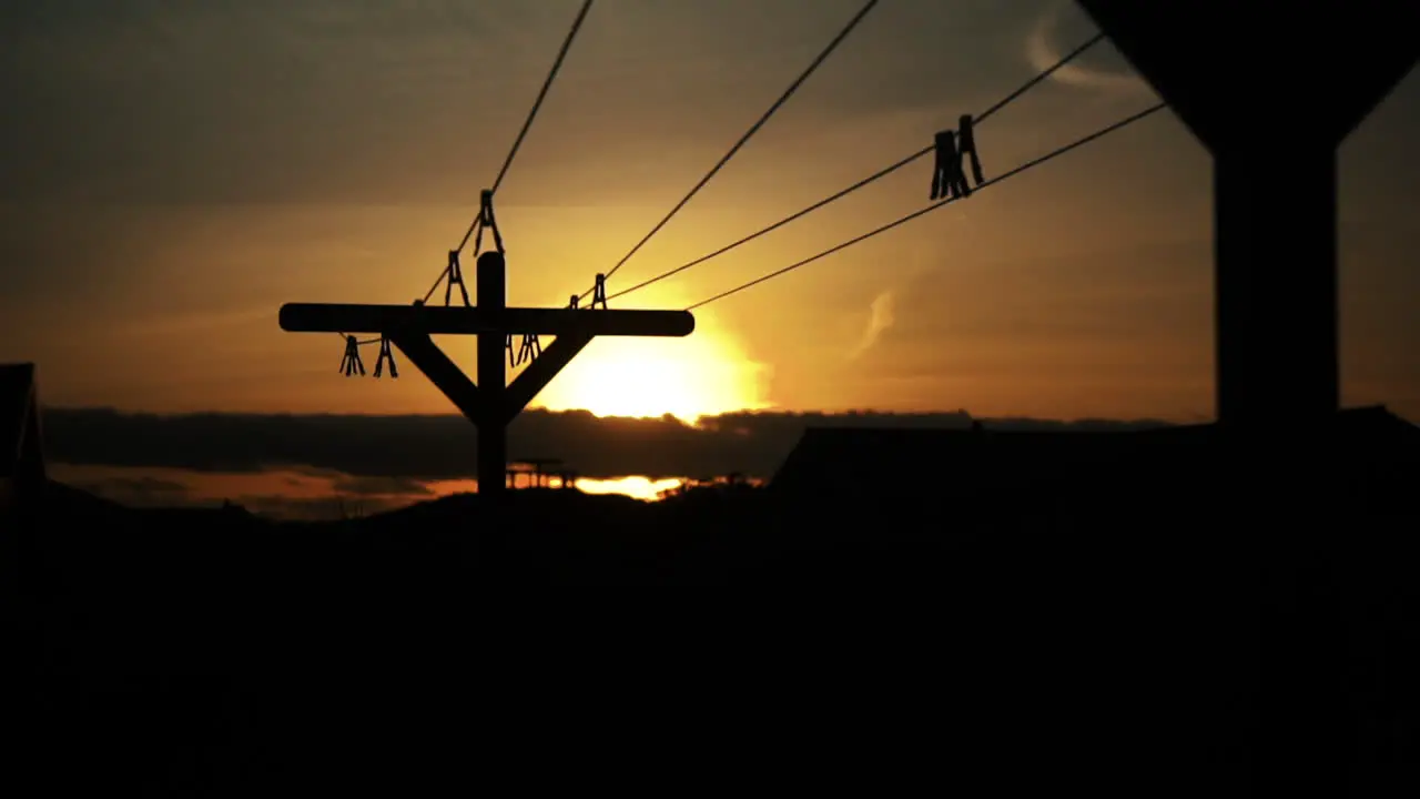 Empty Clothes line washing line beautiful sunset silhouette