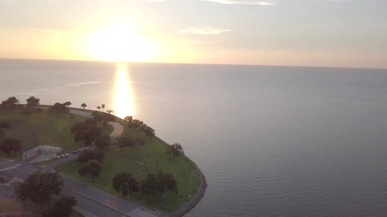 SUNSET OVER LAKE PONCHARTRAIN IN NEW ORLEANS