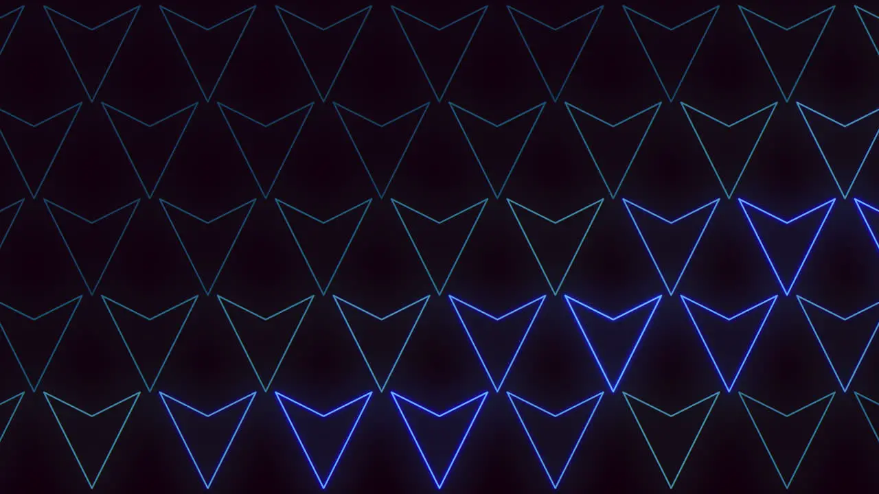 Blue triangular pattern floating on black background