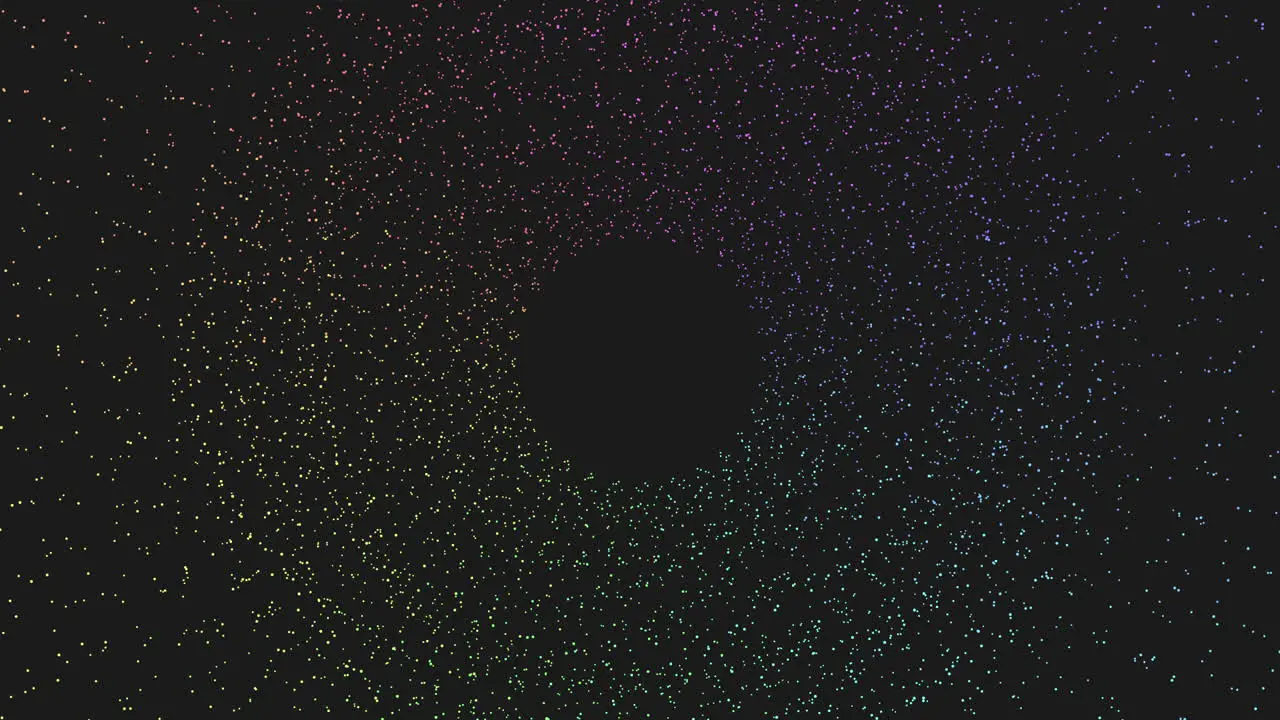 Symmetrical circular pattern of bright and dark dots on black background