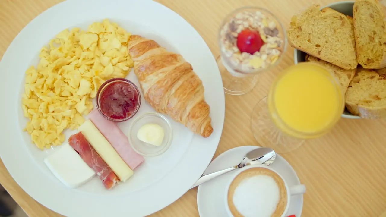 Exquisite breakfast with color and patterns