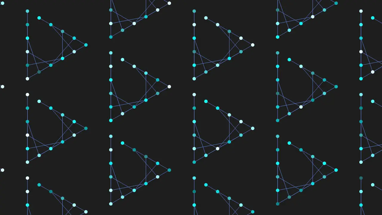 Symmetrical pattern of blue triangles on black background