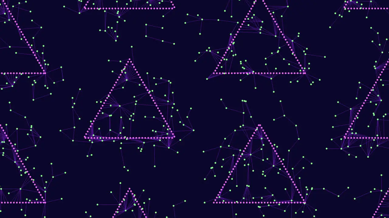 Geometric purple pattern with triangles dots and lines